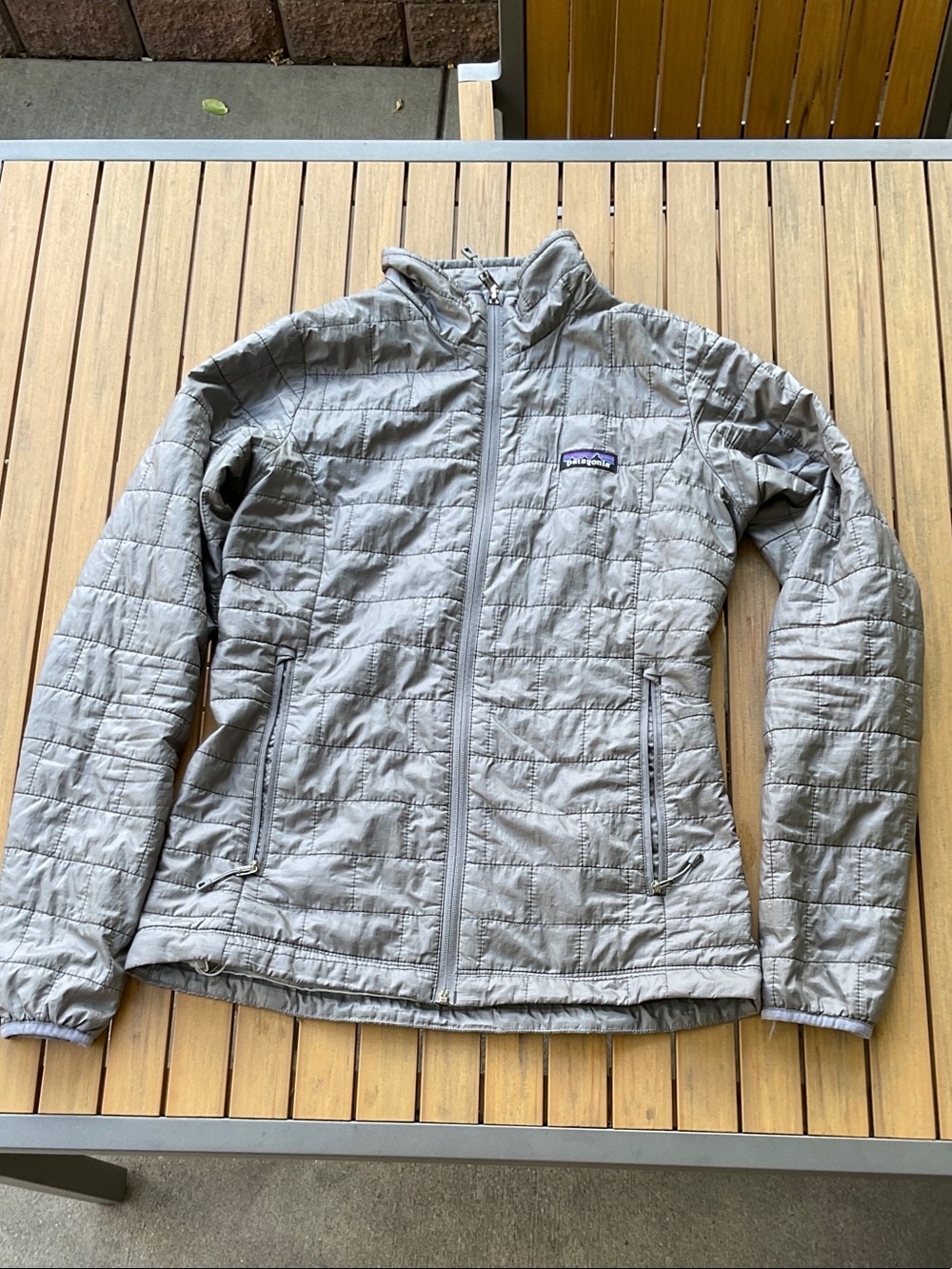 Patagonia Nano Puff Light Gray Quilted Jacket with Full Zip